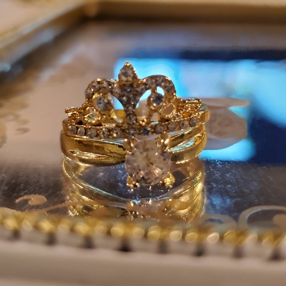 👸🏼👑Princess tiara gold ring set - Picture 6 of 8